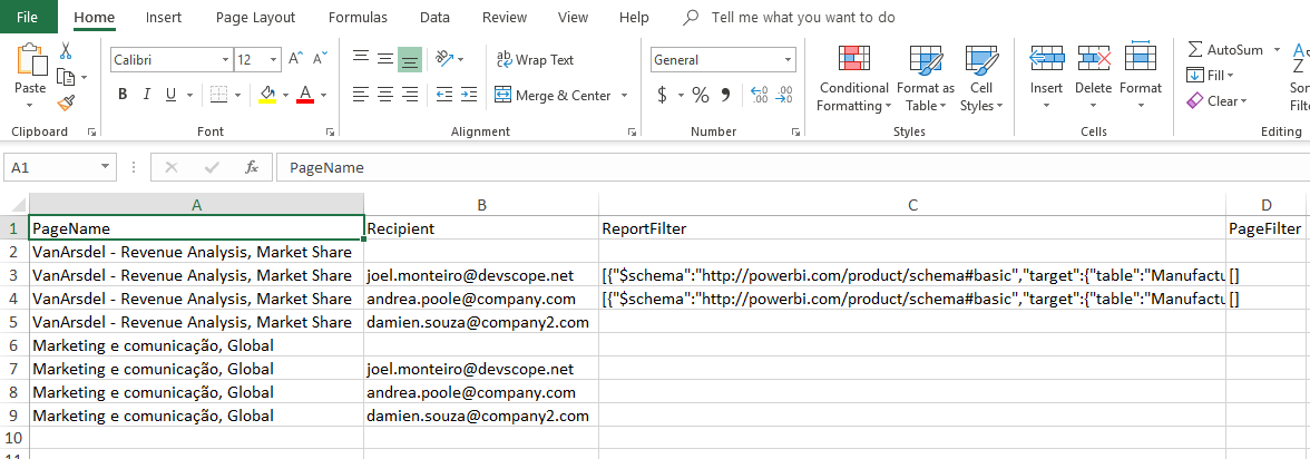 Editing columns in Excel
