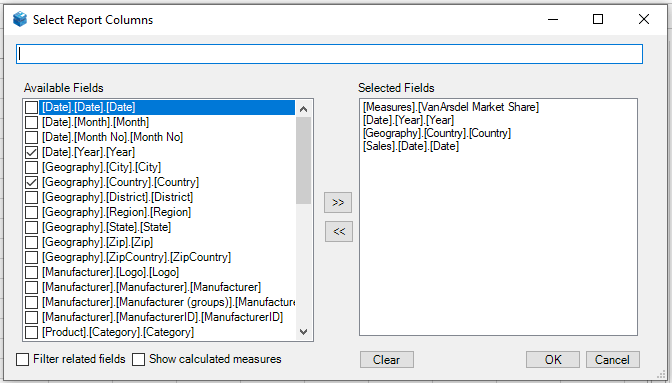 Selecting fields